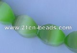 CCT28 14 inches 10*14mm twisted light green cats eye beads wholesale