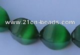 CCT29 14 inches 10*14mm twisted green cats eye beads wholesale