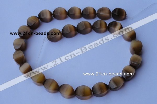 CCT31 14 inches 10*14mm twisted tiger yellow cats eye beads wholesale