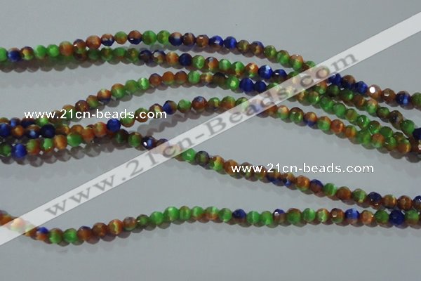 CCT317 15 inches 4mm faceted round cats eye beads wholesale