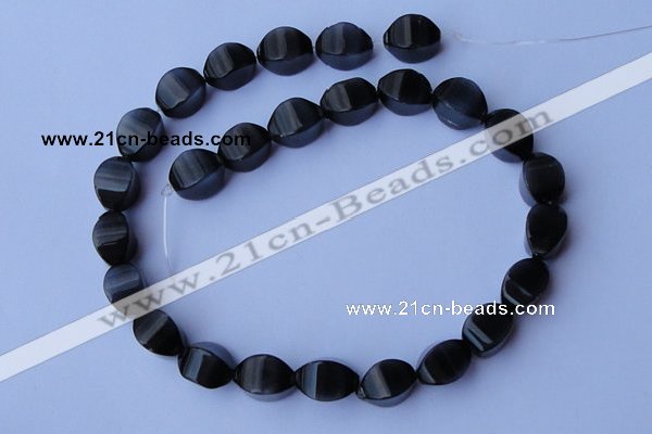 CCT32 14 inches 10*14mm twisted black cats eye beads wholesale