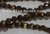 CCT320 15 inches 4mm faceted round cats eye beads wholesale