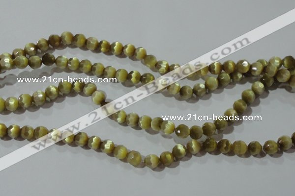 CCT358 15 inches 6mm faceted round cats eye beads wholesale