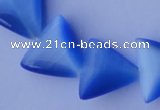 CCT36 14.5 inches 15*16mm triangle ink blue cats eye beads wholesale