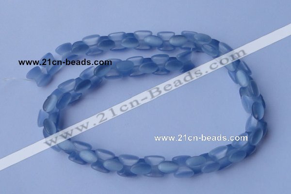 CCT37 14.5 inches 6*10mm drum-shaped light blue cats eye beads