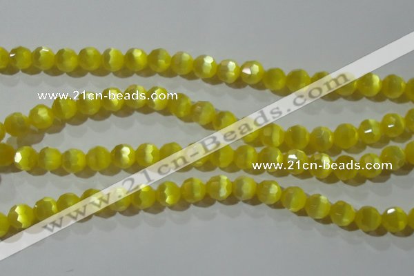 CCT376 15 inches 8mm faceted round cats eye beads wholesale