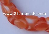 CCT39 14.5 inches 6*10mm drum-shaped orange red cats eye beads