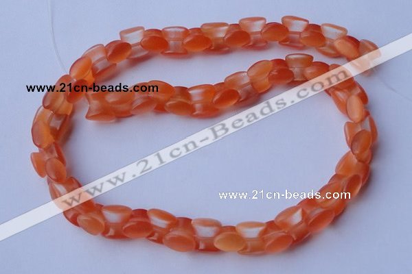 CCT39 14.5 inches 6*10mm drum-shaped orange red cats eye beads