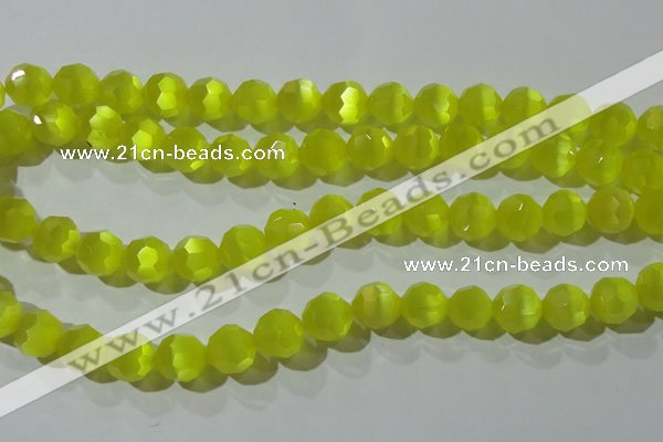 CCT393 15 inches 10mm faceted round cats eye beads wholesale