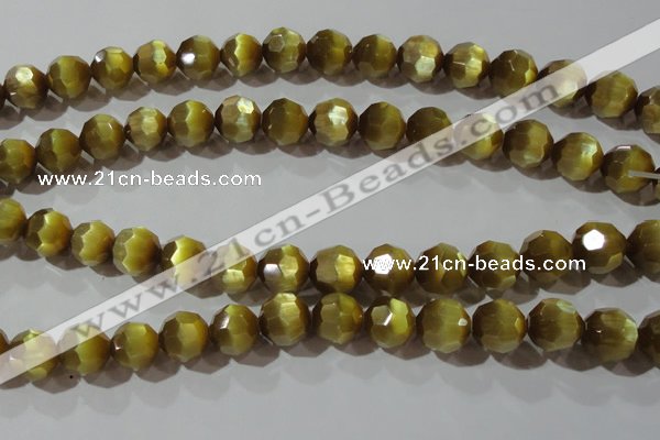 CCT394 15 inches 10mm faceted round cats eye beads wholesale