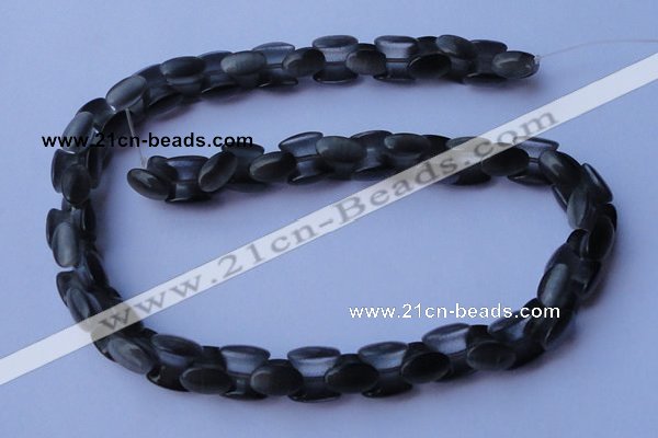 CCT40 14.5 inches 6*10mm drum-shaped black cats eye beads wholesale