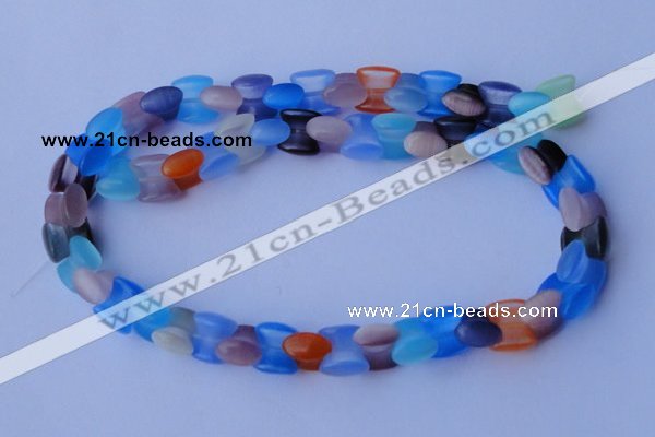 CCT41 14.5 inches 6*10mm drum-shaped multi color cats eye beads