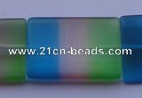 CCT45 15 inches 25*35mm flat rectangle mix color cats eye beads