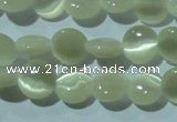 CCT450 15 inches 6mm flat round cats eye beads wholesale