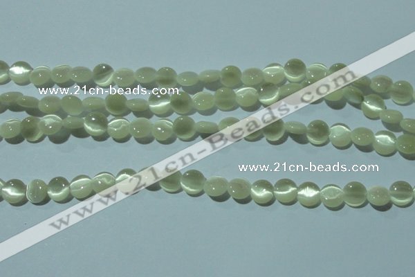 CCT450 15 inches 6mm flat round cats eye beads wholesale