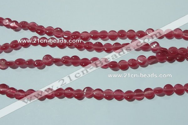 CCT453 15 inches 6mm flat round cats eye beads wholesale