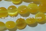 CCT455 15 inches 6mm flat round cats eye beads wholesale