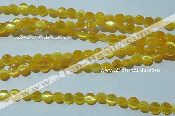 CCT455 15 inches 6mm flat round cats eye beads wholesale