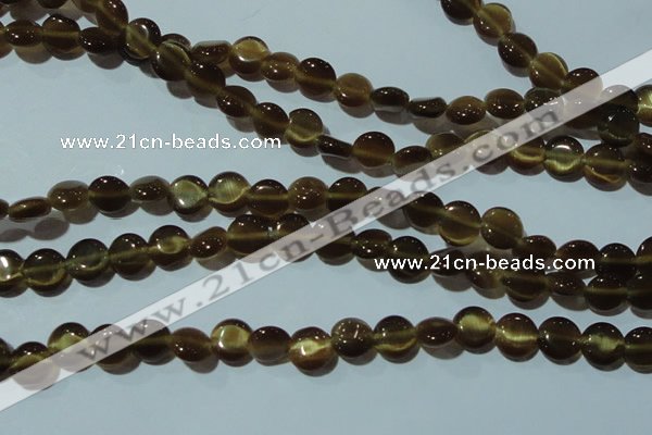 CCT458 15 inches 6mm flat round cats eye beads wholesale