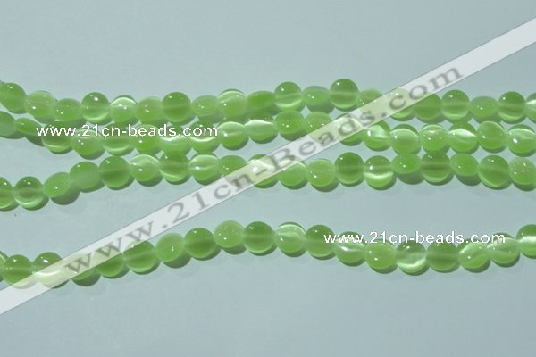 CCT460 15 inches 6mm flat round cats eye beads wholesale