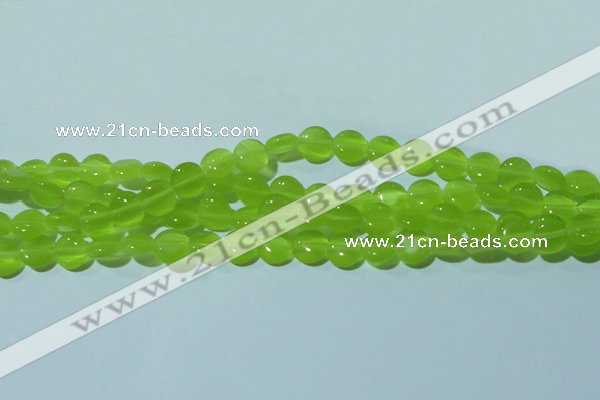 CCT461 15 inches 6mm flat round cats eye beads wholesale