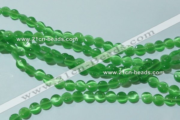 CCT462 15 inches 6mm flat round cats eye beads wholesale