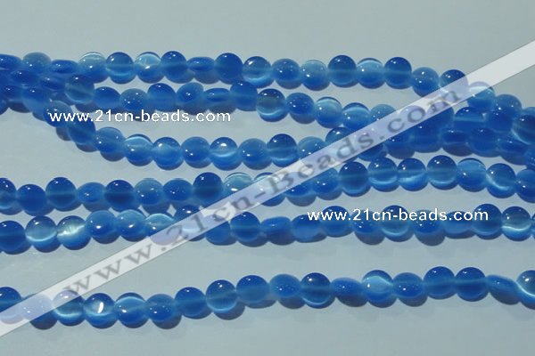 CCT464 15 inches 6mm flat round cats eye beads wholesale