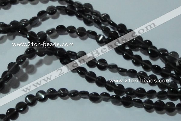 CCT470 15 inches 6mm flat round cats eye beads wholesale