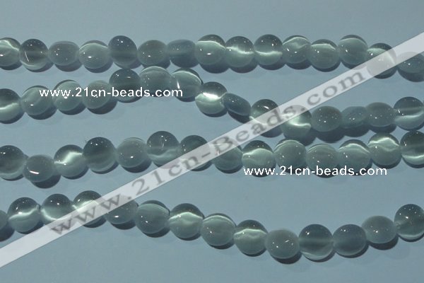 CCT482 15 inches 8mm flat round cats eye beads wholesale