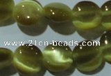 CCT483 15 inches 8mm flat round cats eye beads wholesale