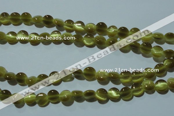 CCT483 15 inches 8mm flat round cats eye beads wholesale