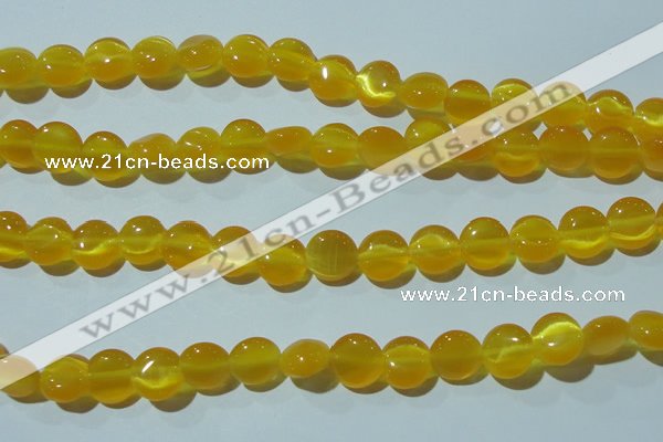CCT484 15 inches 8mm flat round cats eye beads wholesale