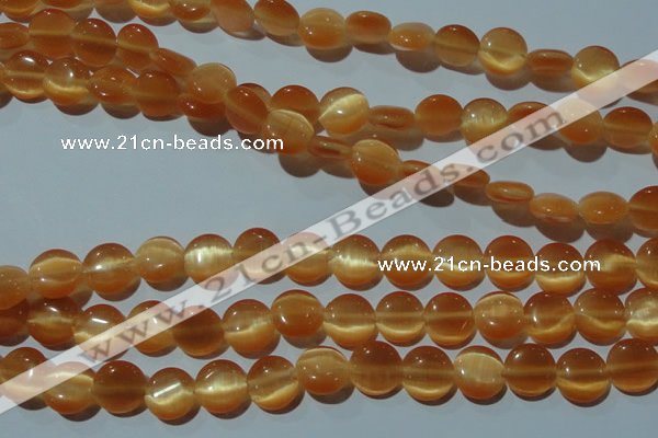 CCT485 15 inches 8mm flat round cats eye beads wholesale