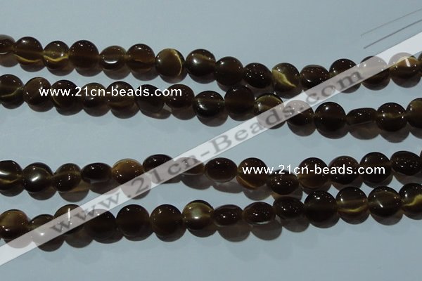 CCT489 15 inches 8mm flat round cats eye beads wholesale