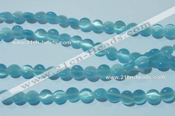 CCT492 15 inches 8mm flat round cats eye beads wholesale