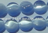 CCT493 15 inches 8mm flat round cats eye beads wholesale
