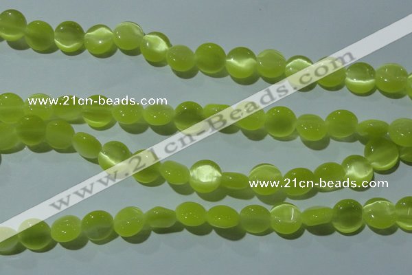 CCT494 15 inches 8mm flat round cats eye beads wholesale