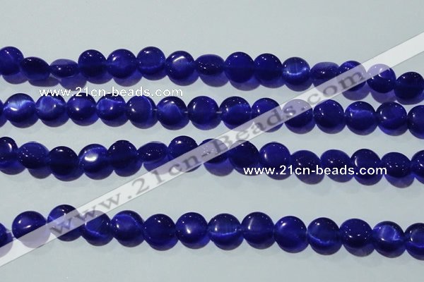 CCT498 15 inches 8mm flat round cats eye beads wholesale