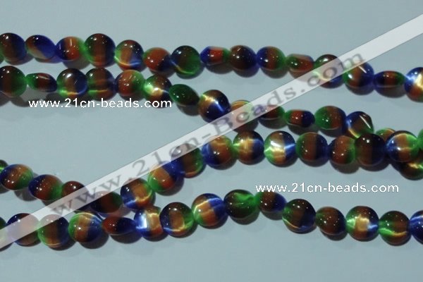 CCT499 15 inches 8mm flat round cats eye beads wholesale