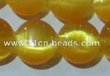 CCT515 15 inches 10mm flat round cats eye beads wholesale