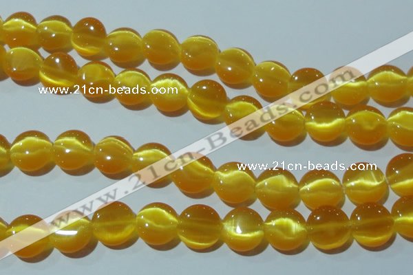 CCT515 15 inches 10mm flat round cats eye beads wholesale