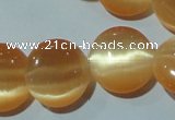 CCT516 15 inches 10mm flat round cats eye beads wholesale