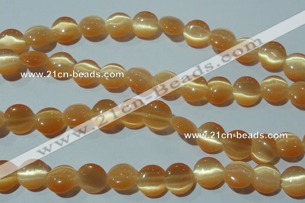 CCT516 15 inches 10mm flat round cats eye beads wholesale