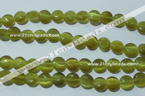 CCT519 15 inches 10mm flat round cats eye beads wholesale