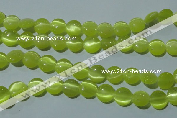 CCT520 15 inches 10mm flat round cats eye beads wholesale