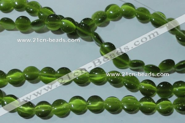 CCT522 15 inches 10mm flat round cats eye beads wholesale