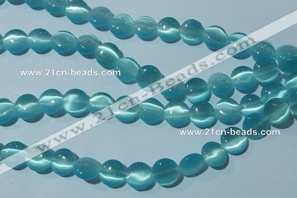 CCT524 15 inches 10mm flat round cats eye beads wholesale