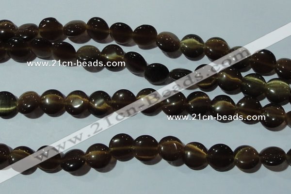 CCT527 15 inches 10mm flat round cats eye beads wholesale