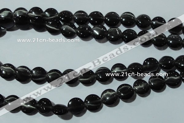 CCT529 15 inches 10mm flat round cats eye beads wholesale