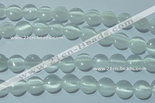 CCT540 15 inches 12mm flat round cats eye beads wholesale